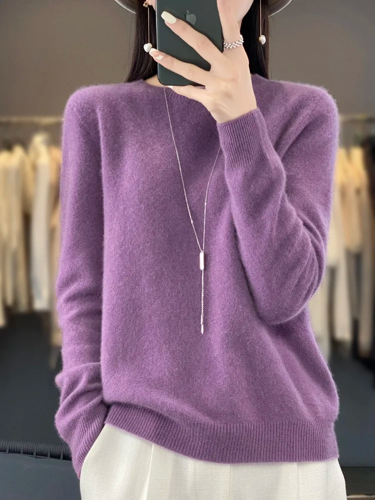 Damen Pullover Rundhals Weich und Elegant