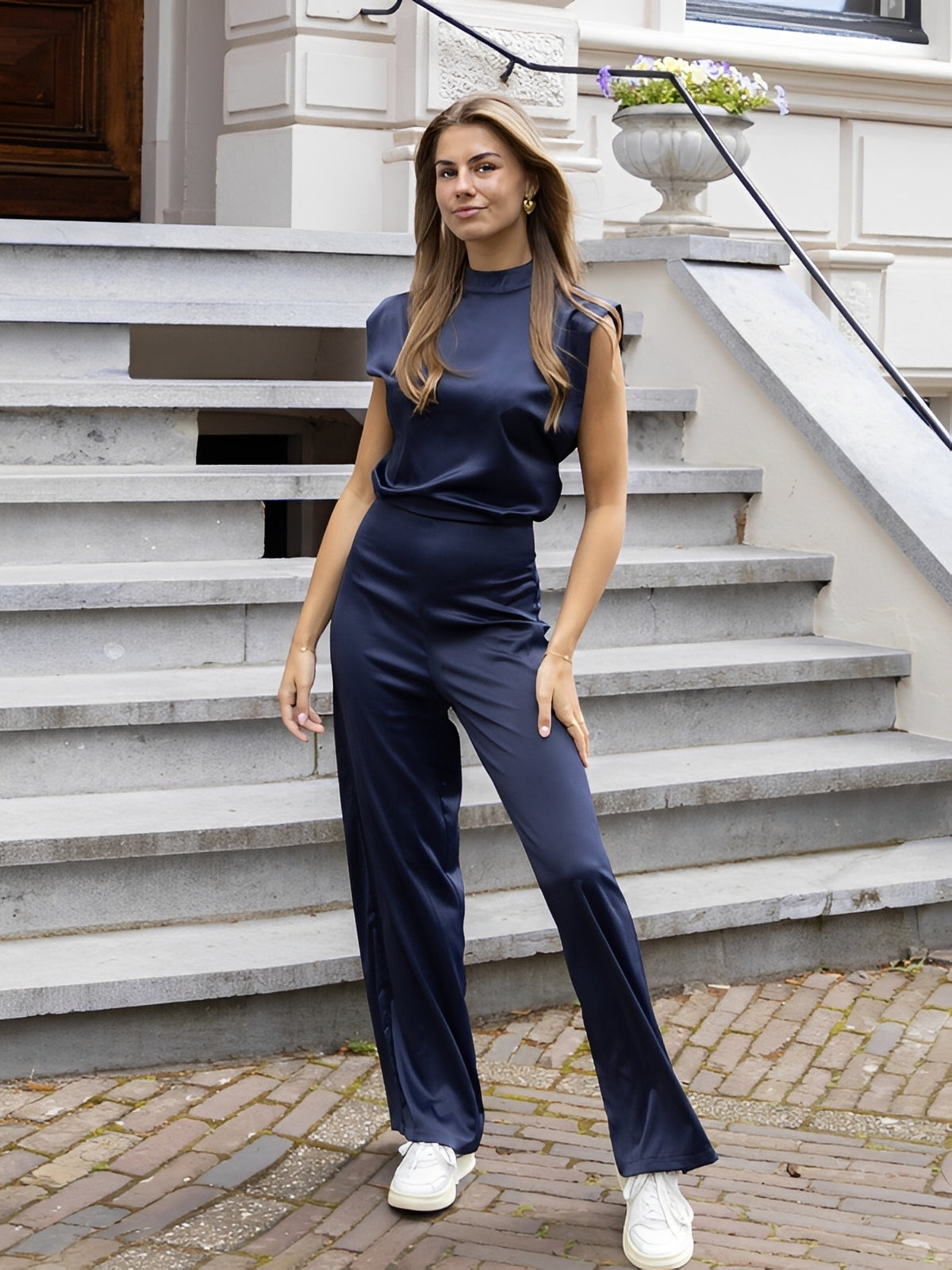 Damen Jumpsuit Rückenfrei Weites Bein Elegant
