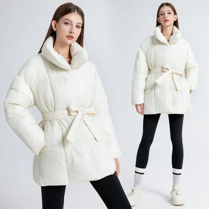 Damen Winterjacke Taillierte Elegante Mit Gürtel