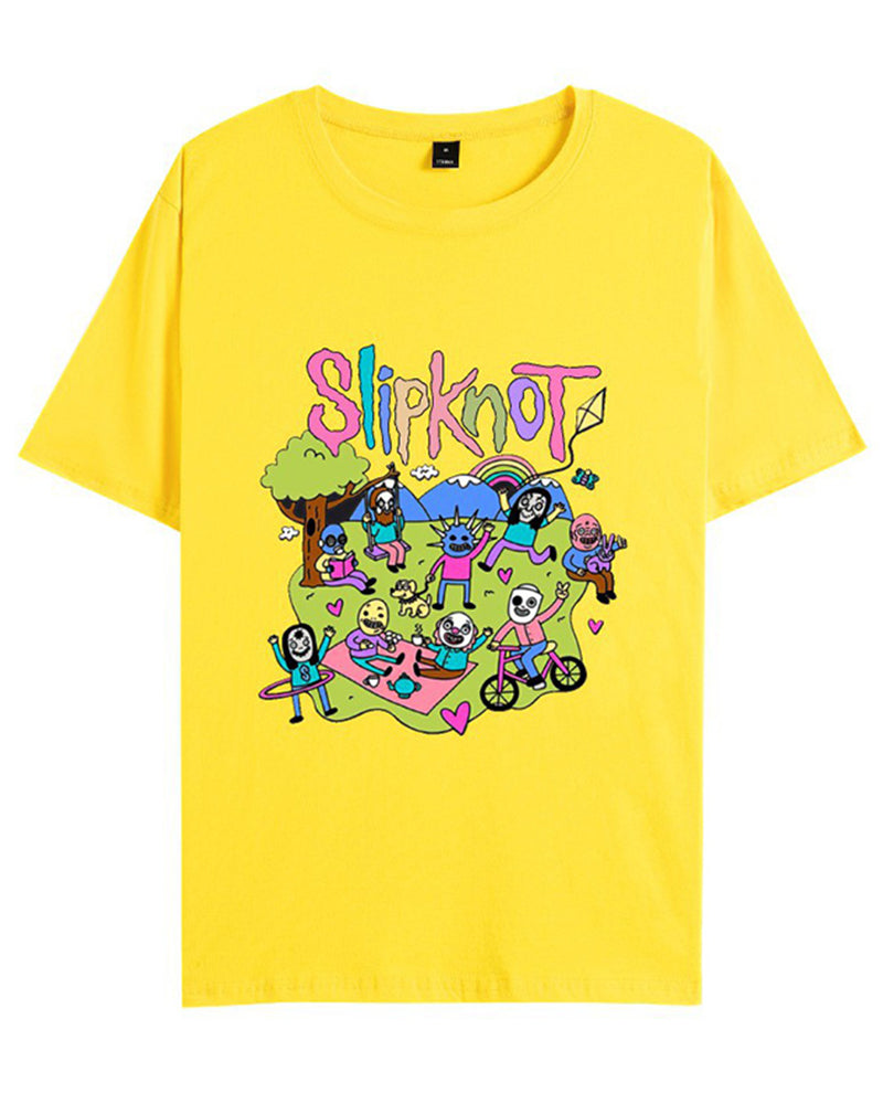 Schwarzes Slipknot Band T-Shirt Männer