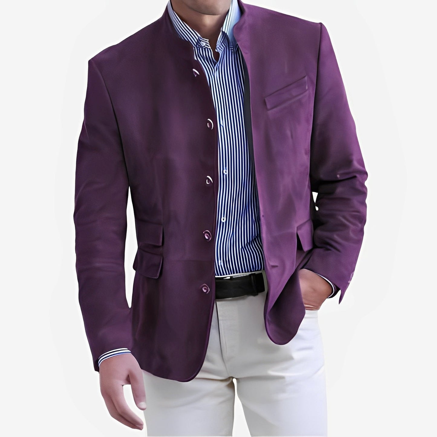 Herren Jacke Modern Slim Fit Button Down Blau