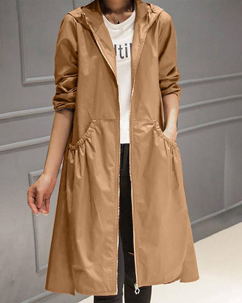 Wasserdichte Trenchcoat Damen Lang Mantel