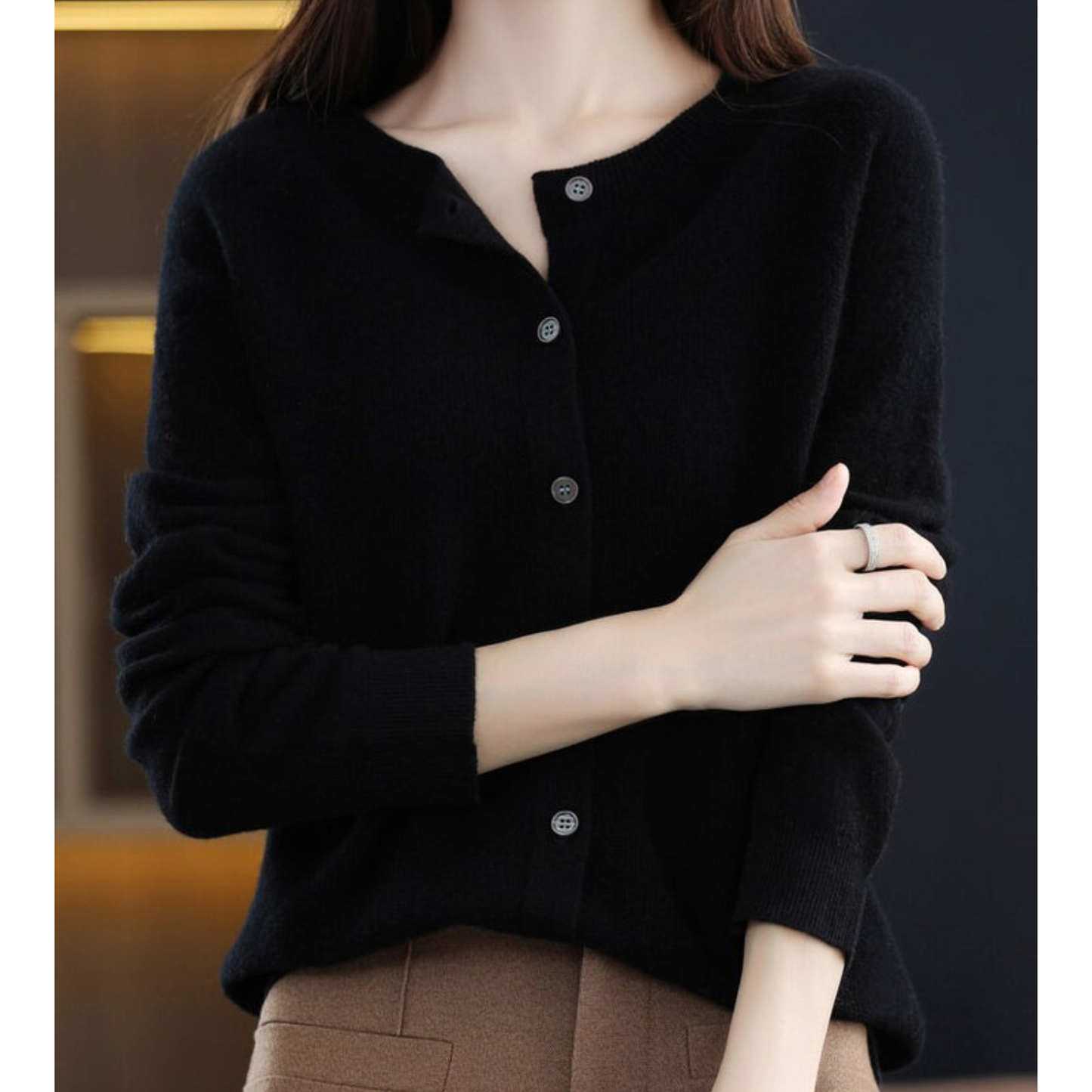 Damen Strickjacke Merinowolle Kaschmir Pullover Weich