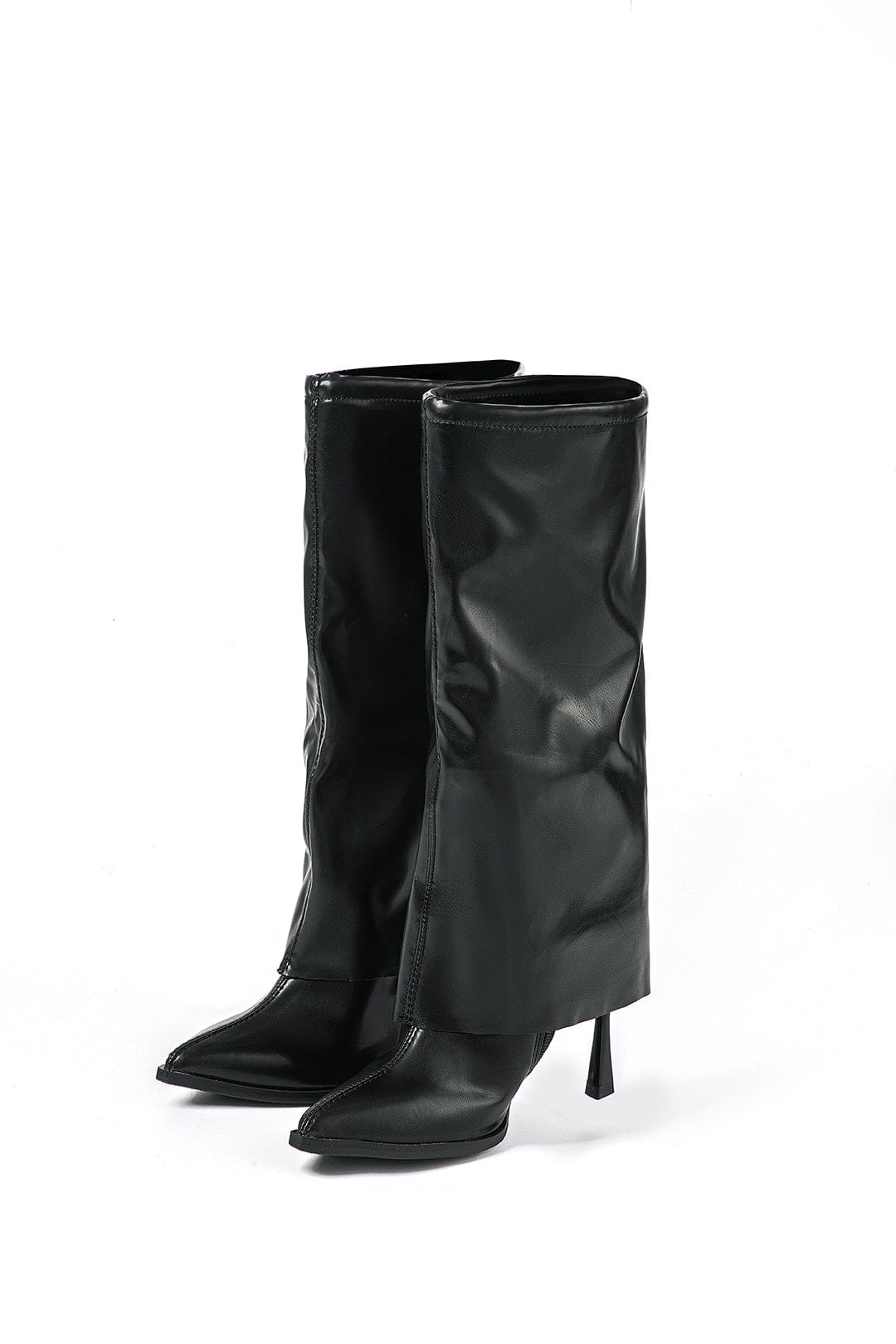 Schwarze Stiefel Damen Hoch Oversized Design Schuhe - BerlinGlamour
