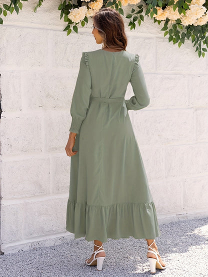 Langes Maxikleid mit Gürtel Sommer - BerlinGlamour