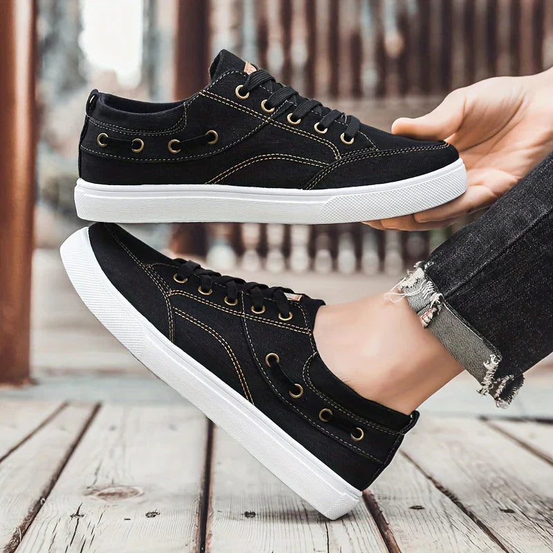 Skate-Schuhe Herren Segeltuch Sneaker Mode Schwarz