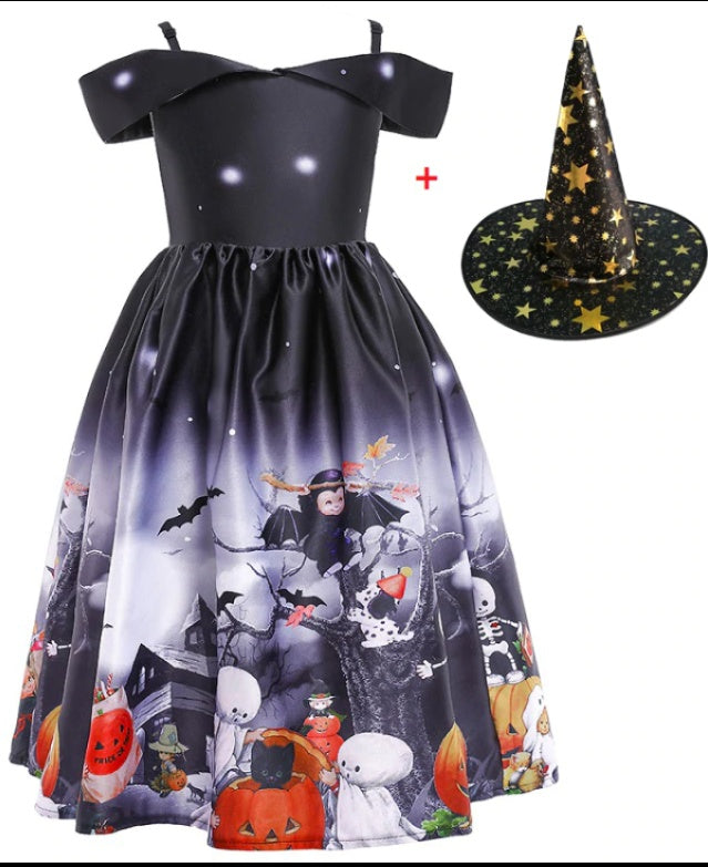 BerlinGlamour Halloween Prinzessin Kleid mit Halloween-Druck
