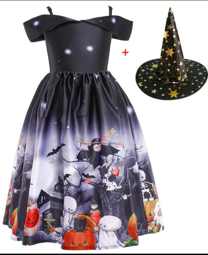 BerlinGlamour Halloween Prinzessin Kleid mit Halloween-Druck