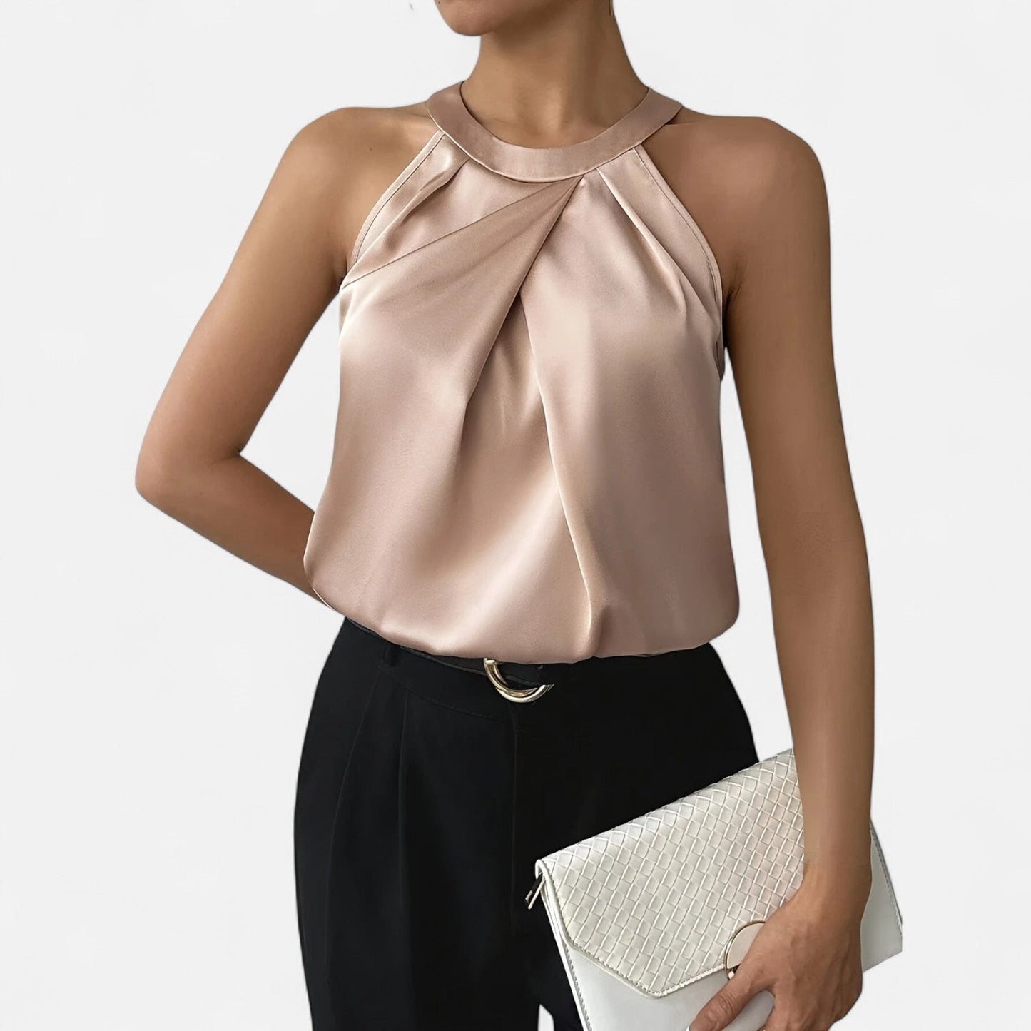 Elegantes Damen-Top aus Satin mit Halsbund