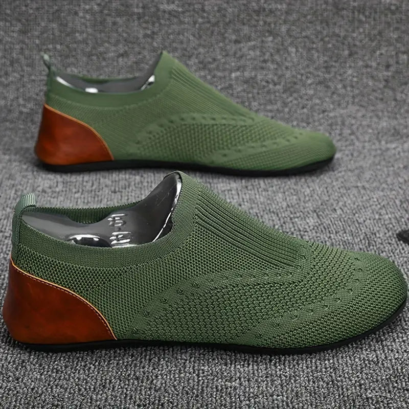 Herren Slip-On Schuhe Bequem Lederschuhe Schwarz