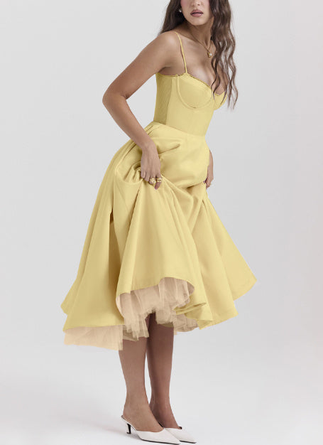 Damenkleid Julie: Lang, ärmellos, V-Ausschnitt