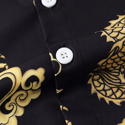 Herren Kurzarm Hemd Drachen Design Cool