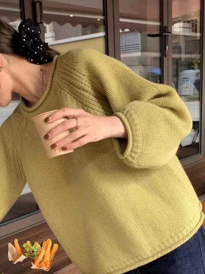 Damen Oversize Pullover Strick Großzügig Bequem