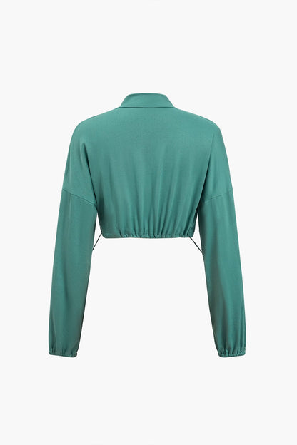 Sportliches Zweiteiler Set Cropped Jacke Leggings
