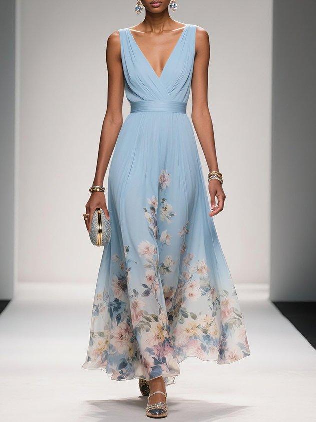 Damen Maxikleid Sommer Florales Leicht