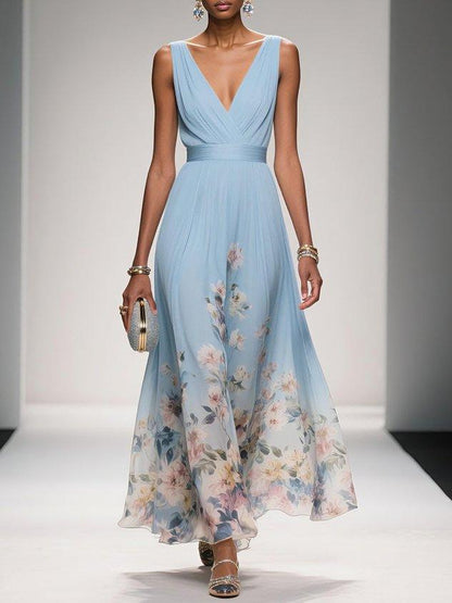 Damen Maxikleid Sommer Florales Leicht
