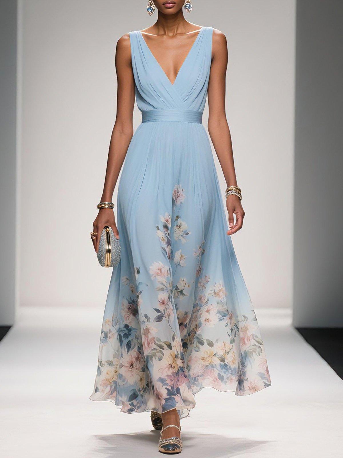 Damen Maxikleid Sommer Florales Leicht - BerlinGlamour