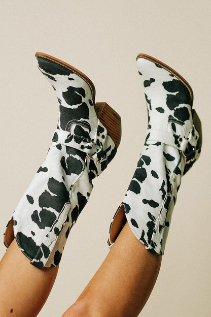 Damenstiefel Westernstil Kuhfell Muster Schuhe