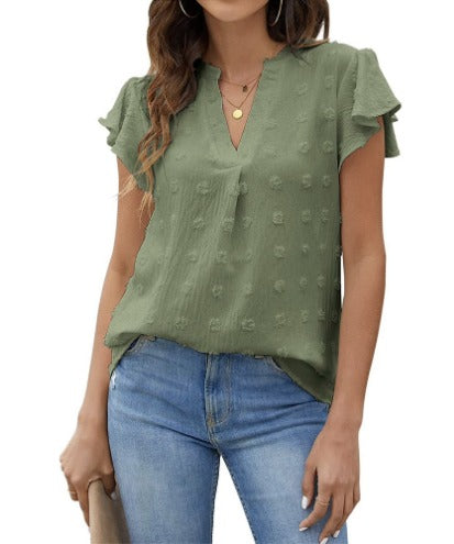 Patchwork Bluse mit Rüschen Damen Oberteil Chic
