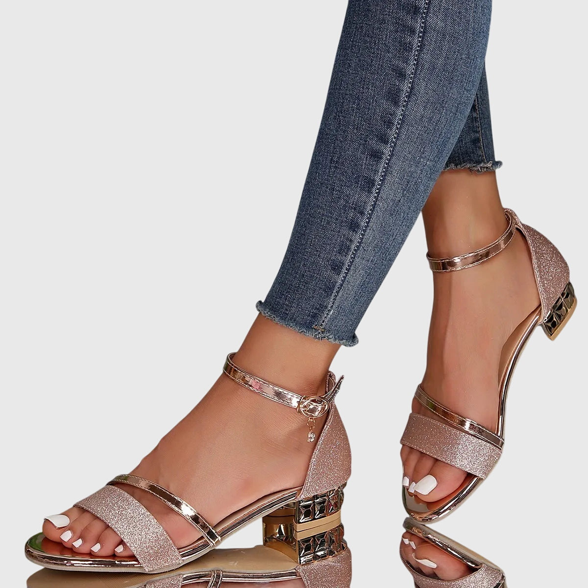 Damen Sandalen Offene Zehen Blockabsatz Schuhe
