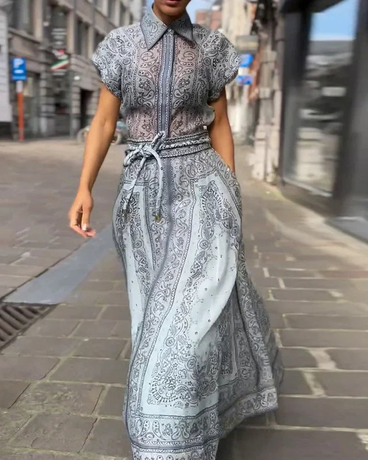 Paisley Bluse Maxi Rock Set Elegant Damen - BerlinGlamour