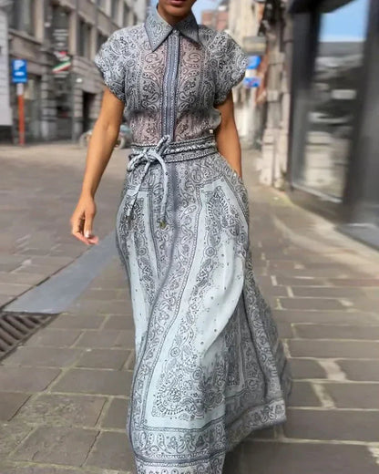 Paisley Bluse Maxi Rock Set Elegant Damen - BerlinGlamour