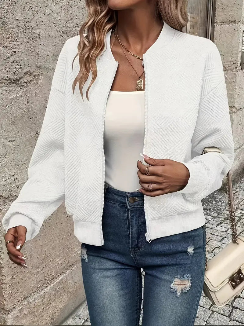 Damen Strickjacke Mit Reißverschluss und Struktur Modern