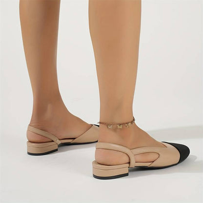 Elegante Damen-Slingbacks Beige Schwarz Klassisch