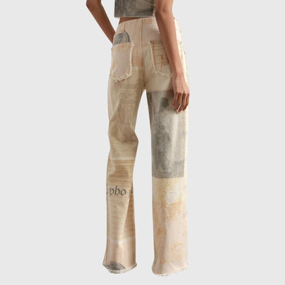 Damen Vintage-Jeans Hohe Taille Blumen-Print