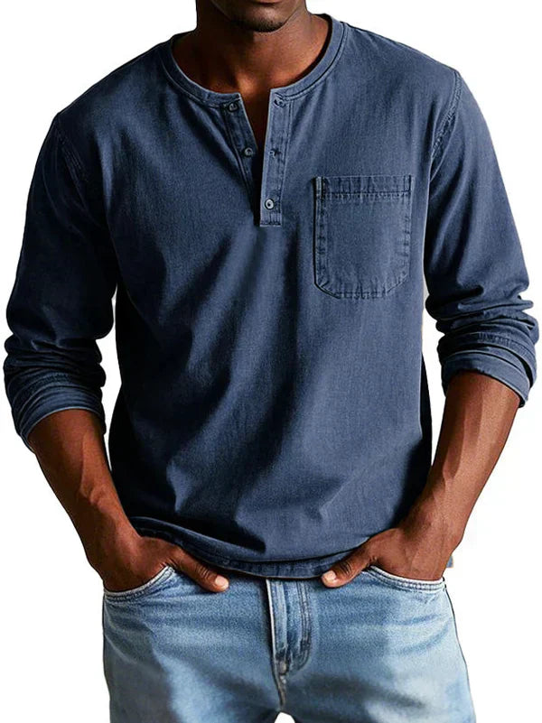 Herren Langarmshirt Lässig Bequem Baumwolle
