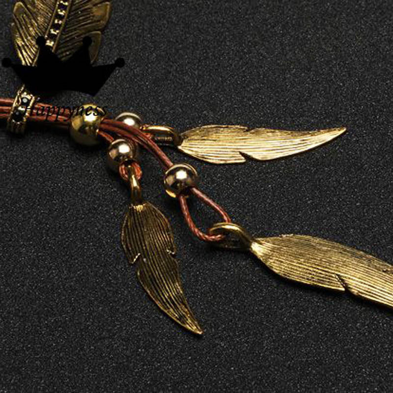 Goldene Halskette Boho Feder Schmuck