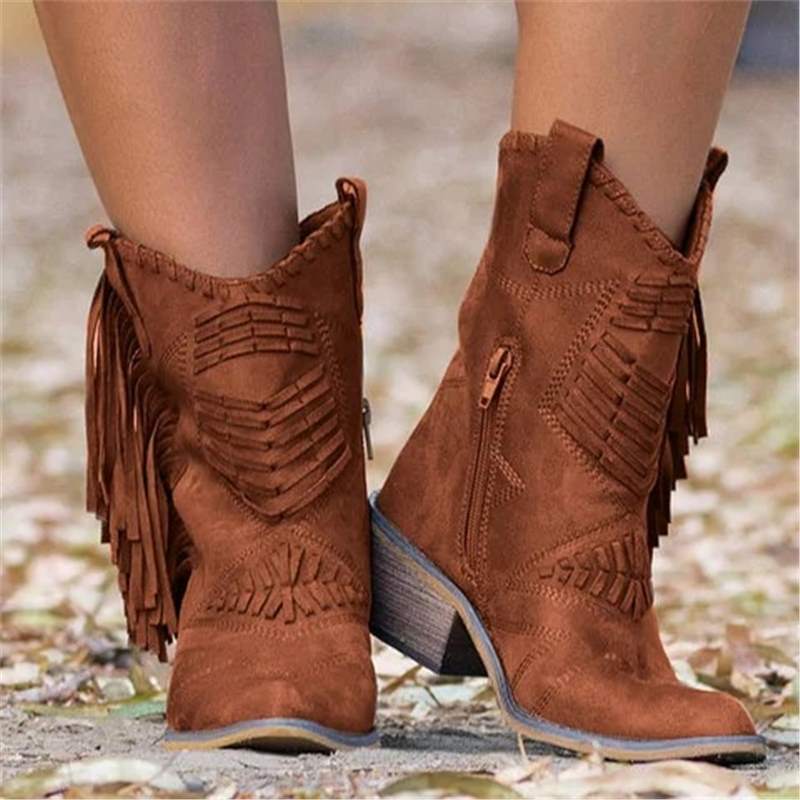 Damen Stiefel Fransen Schuh Heidi Chic