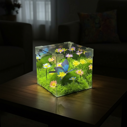 LED Nachtlicht Würfel Dekoration Schmetterling Garten