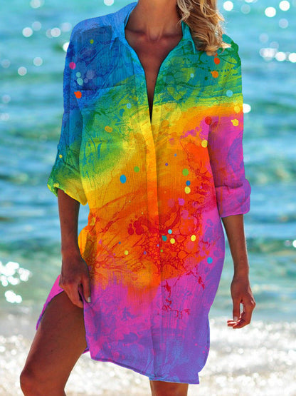 Strandkleid, Strickjacke, Badeanzug, Damenmode, BerlinGlamour Print-Hemd für den Urlaub
