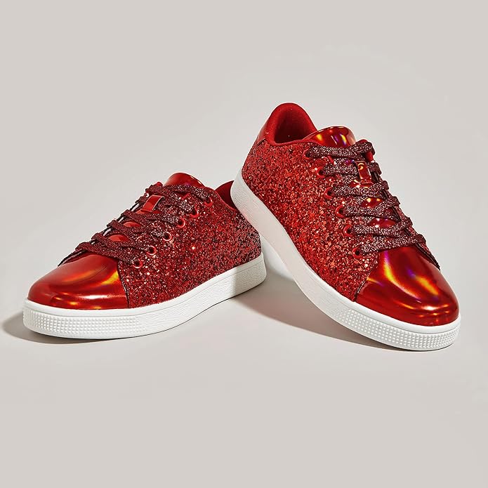Damen Sneaker Schnürschuhe Fashion Glitzer - BerlinGlamour