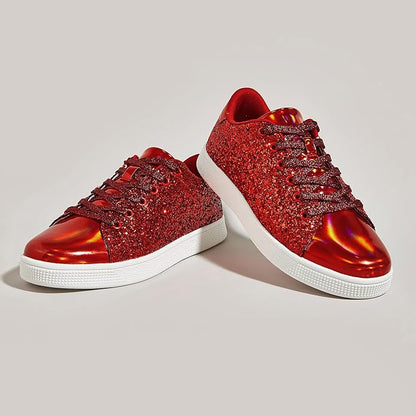Damen Sneaker Schnürschuhe Fashion Glitzer - BerlinGlamour