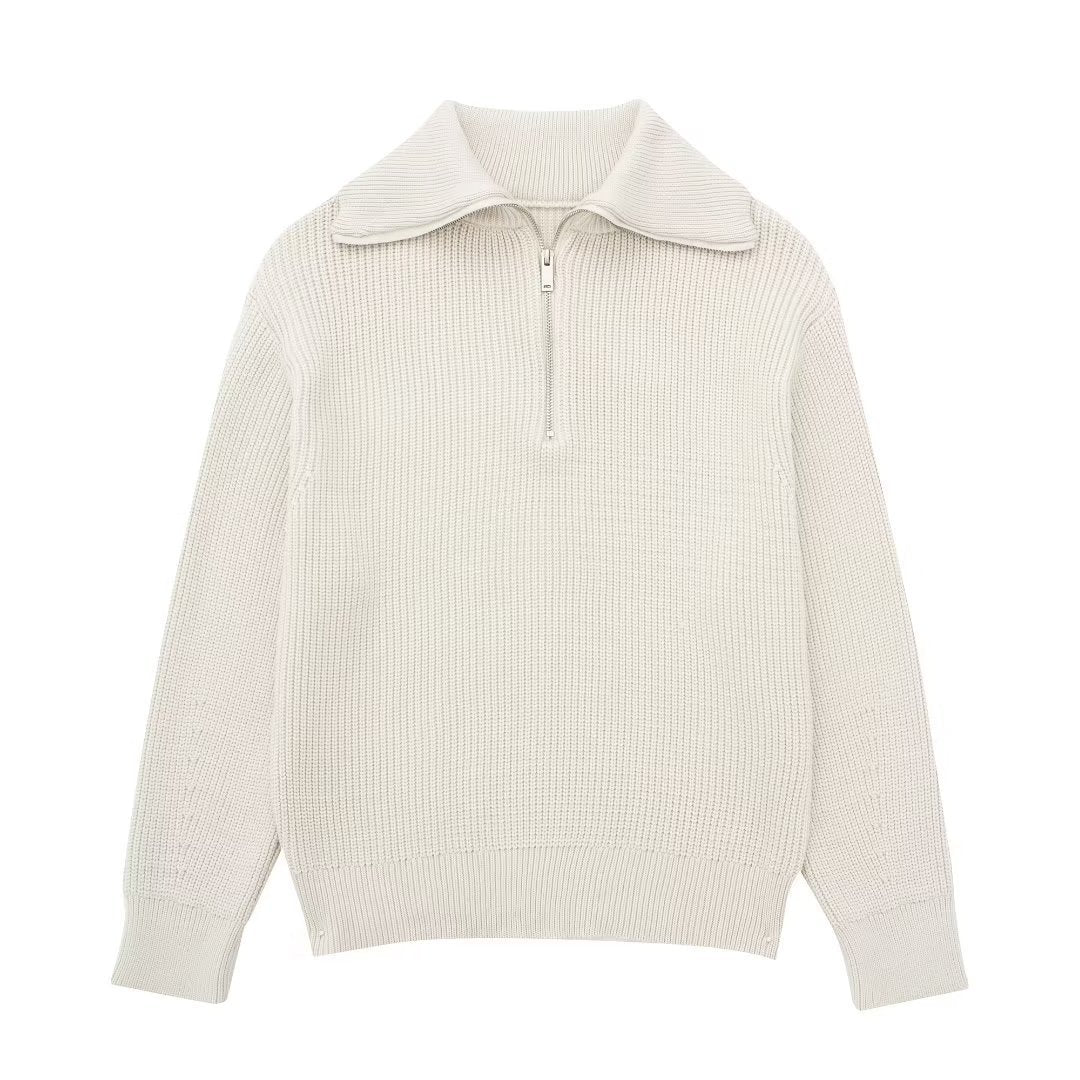 Wollpullover Damen Offener Kragen Glamour Style