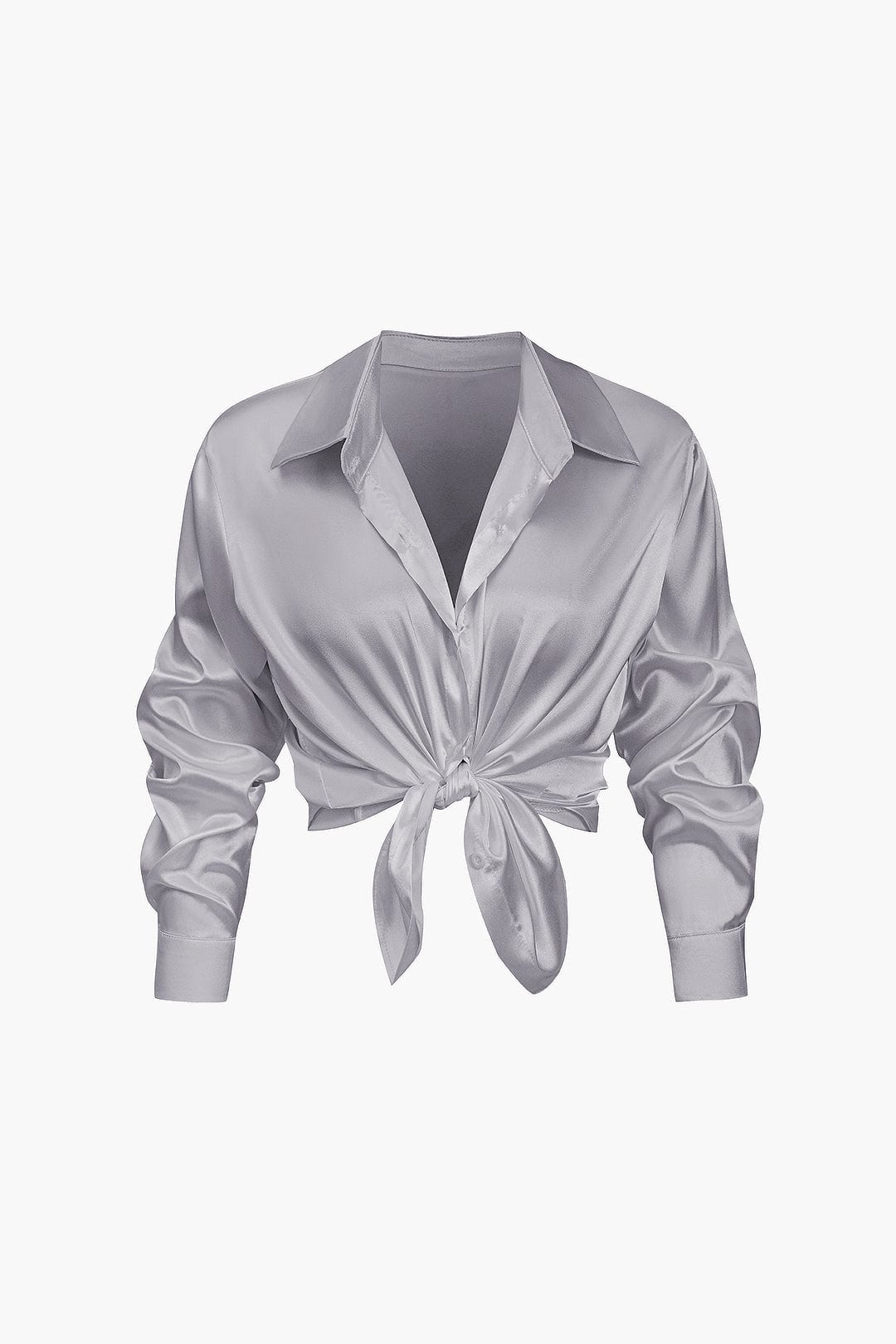 Elegante Bluse Langarm Seiden-Satin Damenbluse