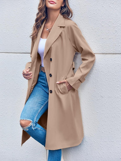 Damen Trenchcoat Doppelreihig Mit Gürtel Modern