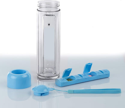 Reise Wasserflasche mit Pillenbox Organizer