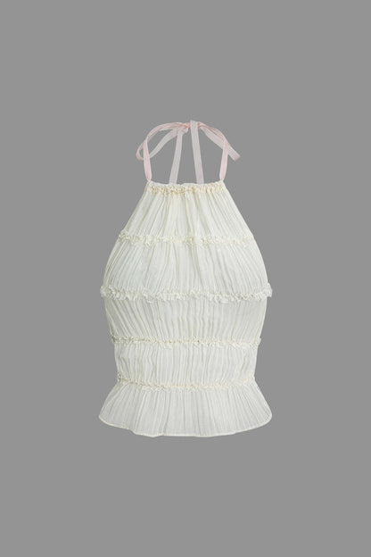 Frauen Zweiteiler Set Plissee Top Maxirock Romantisch