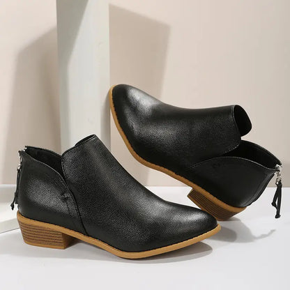 Damen Stiefel Chic Dicke Absatz V-Ausschnitt Stilettos