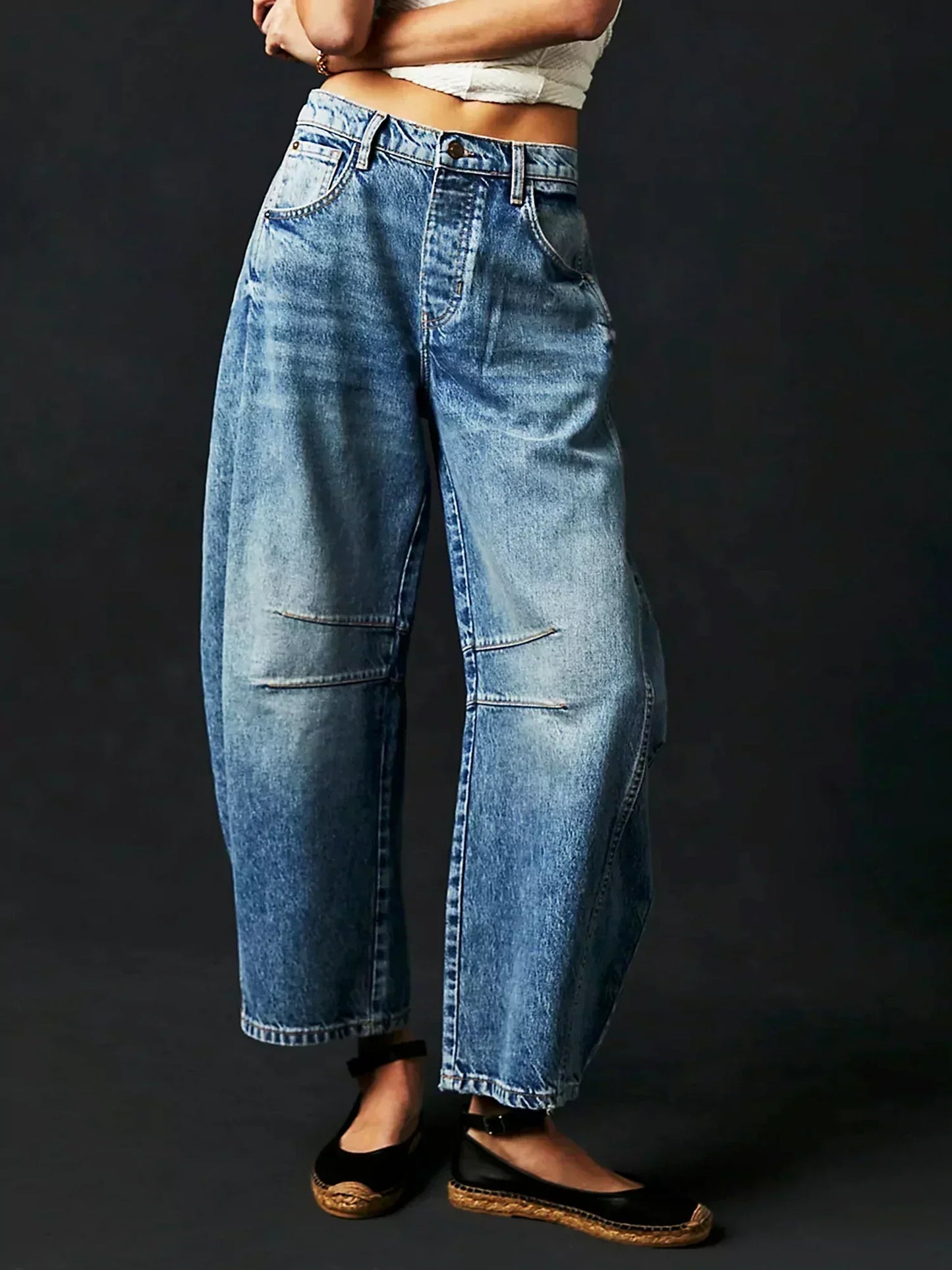 Damen Jeans Weitbein Bedruckt Trendy