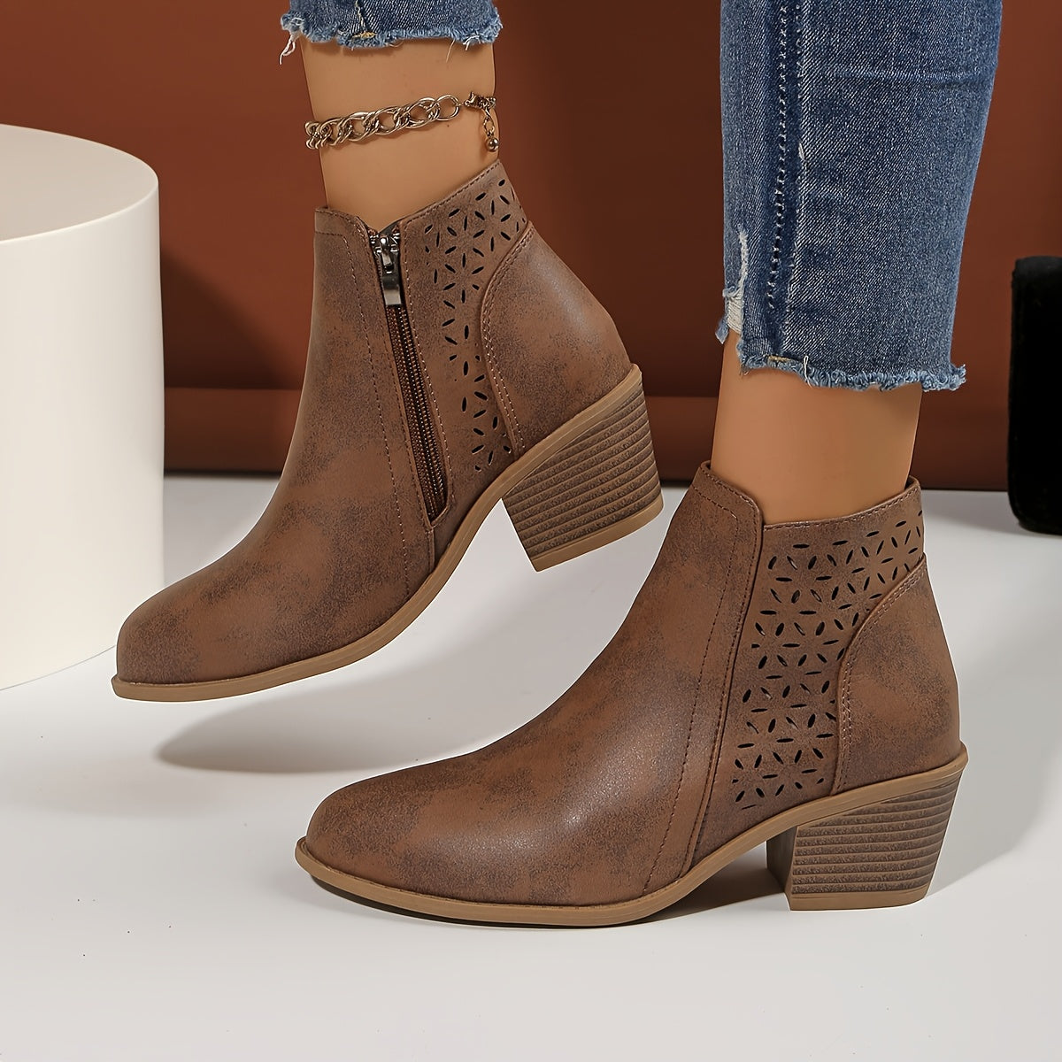 Damen Stiefeletten Bequem Schnell Reißverschluss