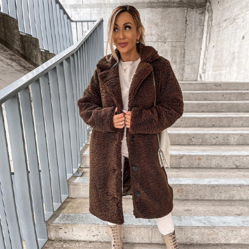 Weiche Teddyjacke Damen Stilvoll Warm