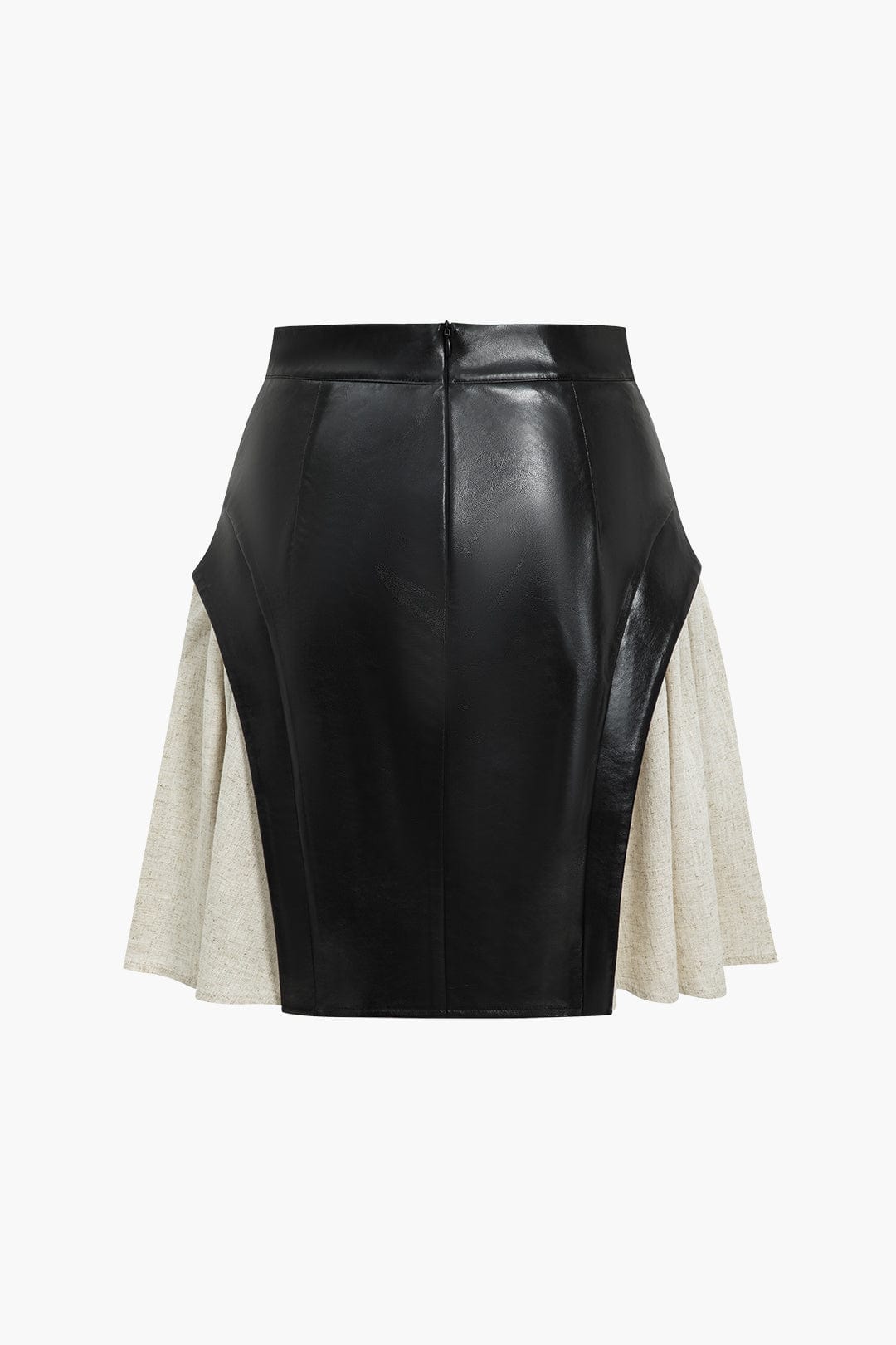 Moderner Skaterrock High-Waist Kunstleder Kontrast