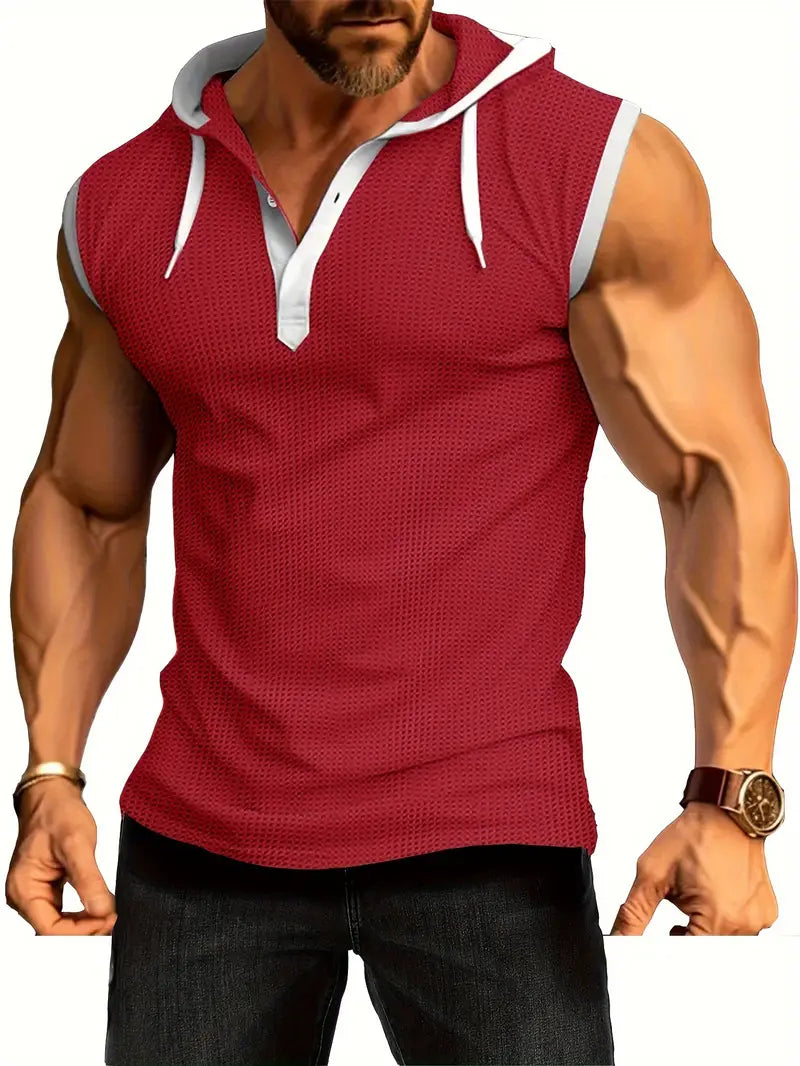 Herren Sportshirt Ärmellos Kapuzenpullover Sportlich