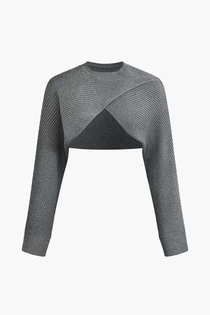 Zweiteiler Set Cutout Pullover Rafftes Kleid Damen