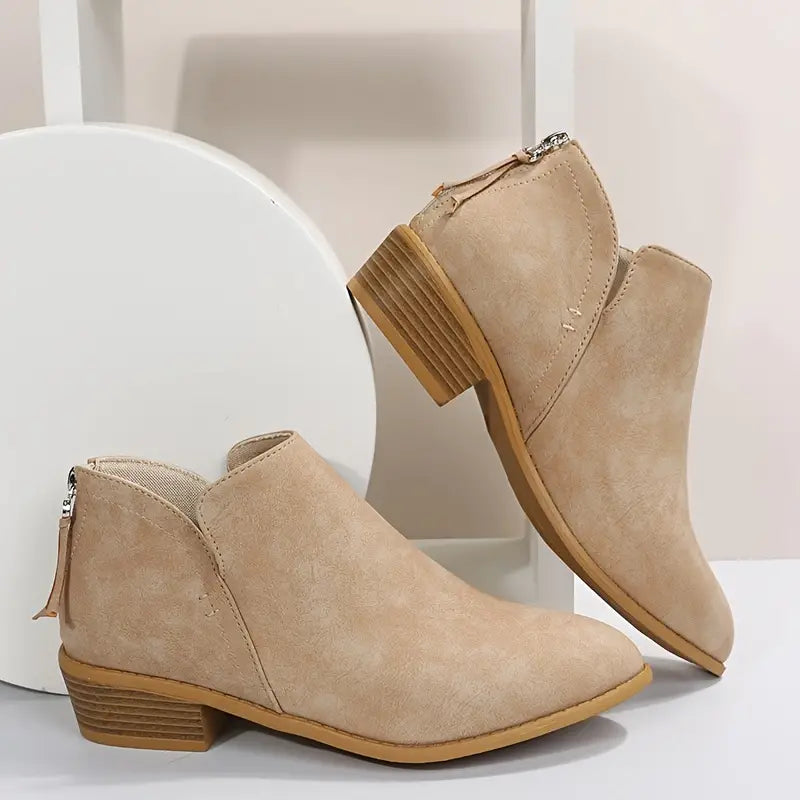 Damen Stiefel Chic Dicke Absatz V-Ausschnitt Stilettos