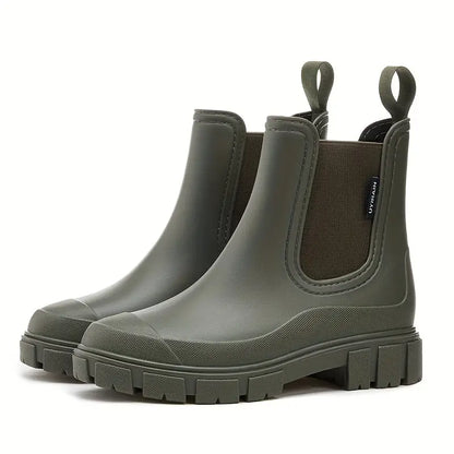 Damen Chelsea Stiefel Wasserdicht Slip-On Schwarz